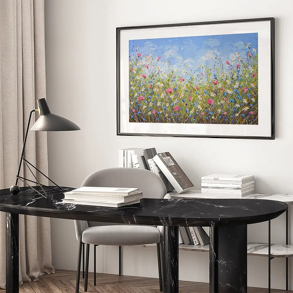 Clouds Over Daisies Framed Art Print Clouds Over Daisies Framed Art Print wall art product Olga Tkachyk