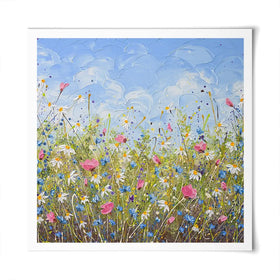 Clouds Over Daisies Square Art Print Clouds Over Daisies Square Art Print wall art product Olga Tkachyk