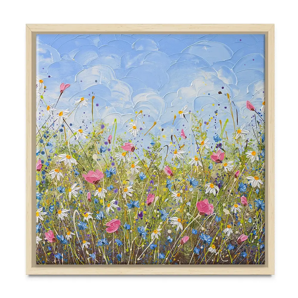 Clouds Over Daisies Square Canvas Print Clouds Over Daisies Square Canvas Print wall art product Olga Tkachyk