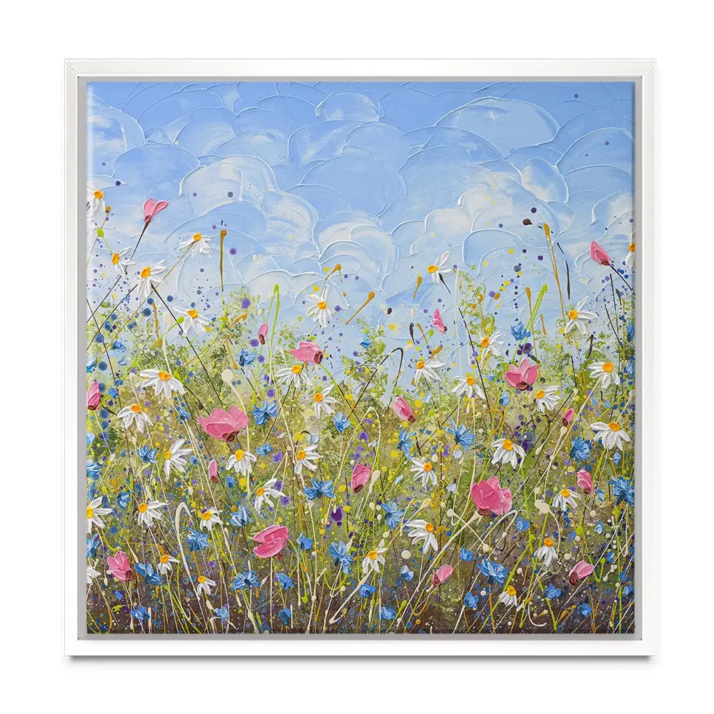 Clouds Over Daisies Square Canvas Print Clouds Over Daisies Square Canvas Print wall art product Olga Tkachyk