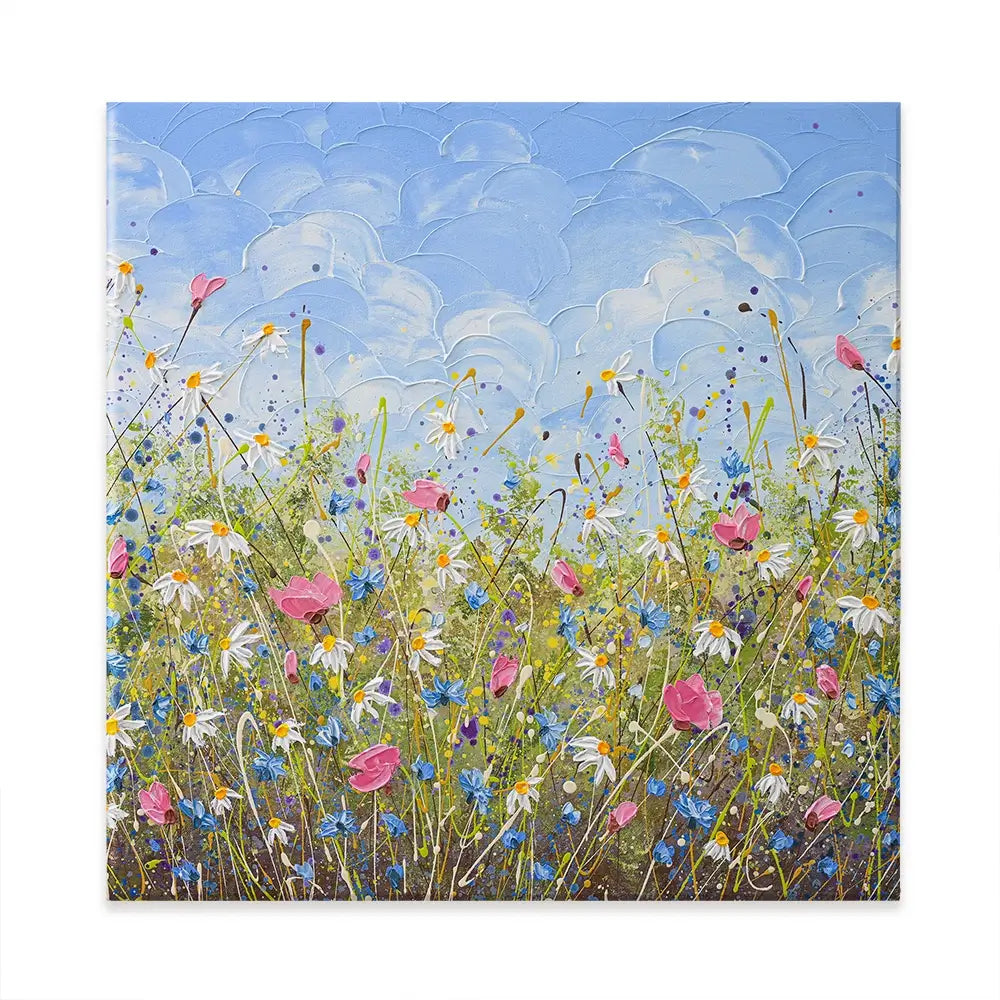 Clouds Over Daisies Square Canvas Print Clouds Over Daisies Square Canvas Print wall art product Olga Tkachyk