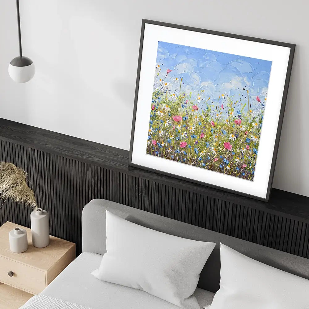 Clouds Over Daisies Square Framed Art Print Clouds Over Daisies Square Framed Art Print wall art product Olga Tkachyk