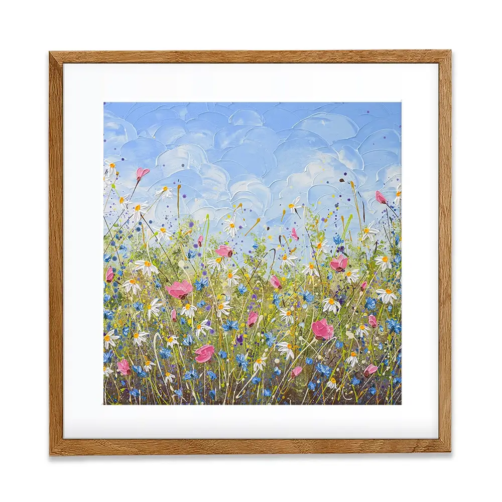 Clouds Over Daisies Square Framed Art Print Clouds Over Daisies Square Framed Art Print wall art product Olga Tkachyk