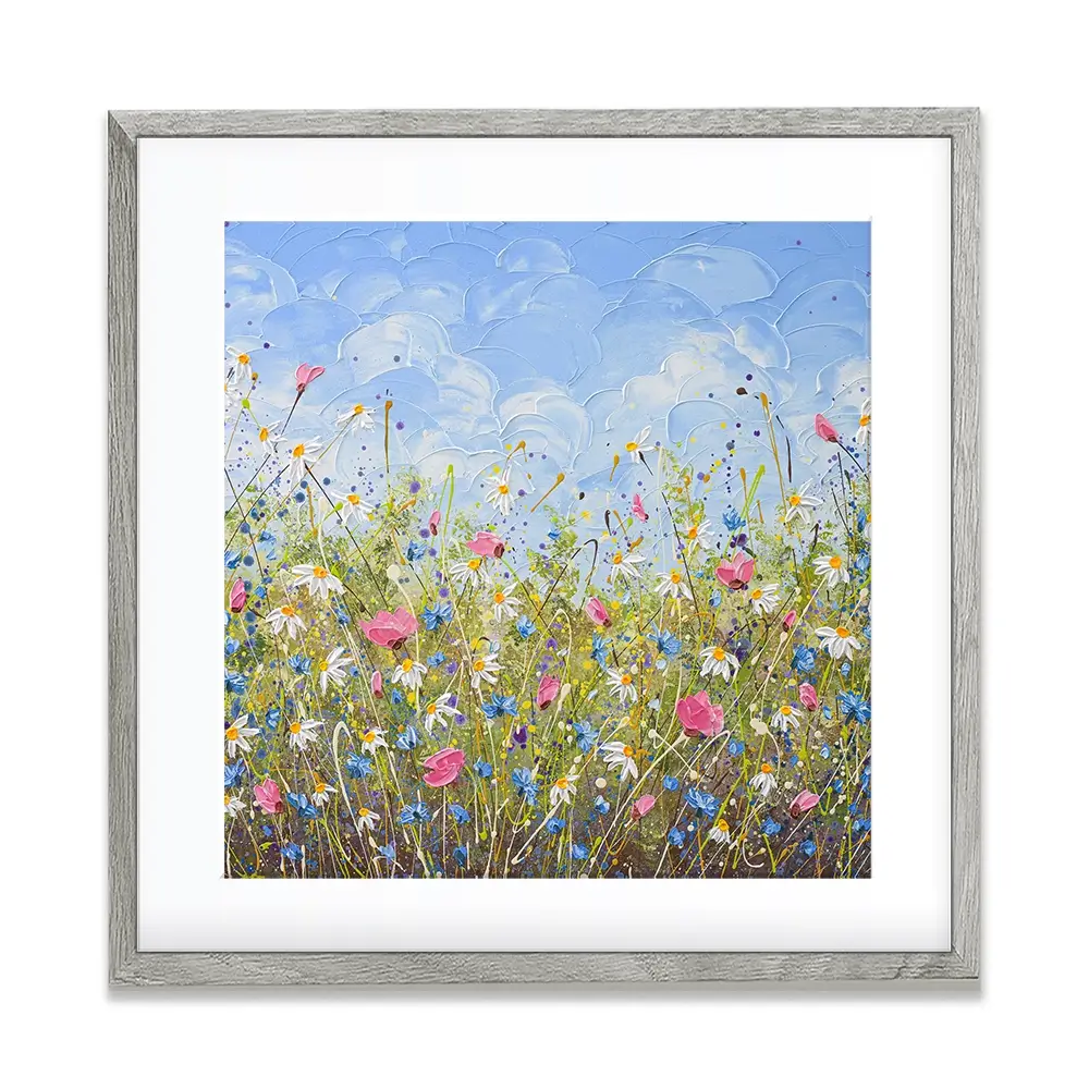 Clouds Over Daisies Square Framed Art Print Clouds Over Daisies Square Framed Art Print wall art product Olga Tkachyk