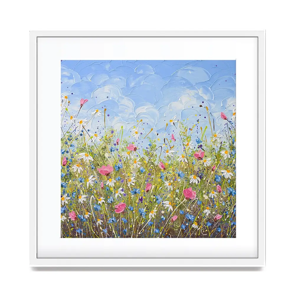 Clouds Over Daisies Square Framed Art Print Clouds Over Daisies Square Framed Art Print wall art product Olga Tkachyk