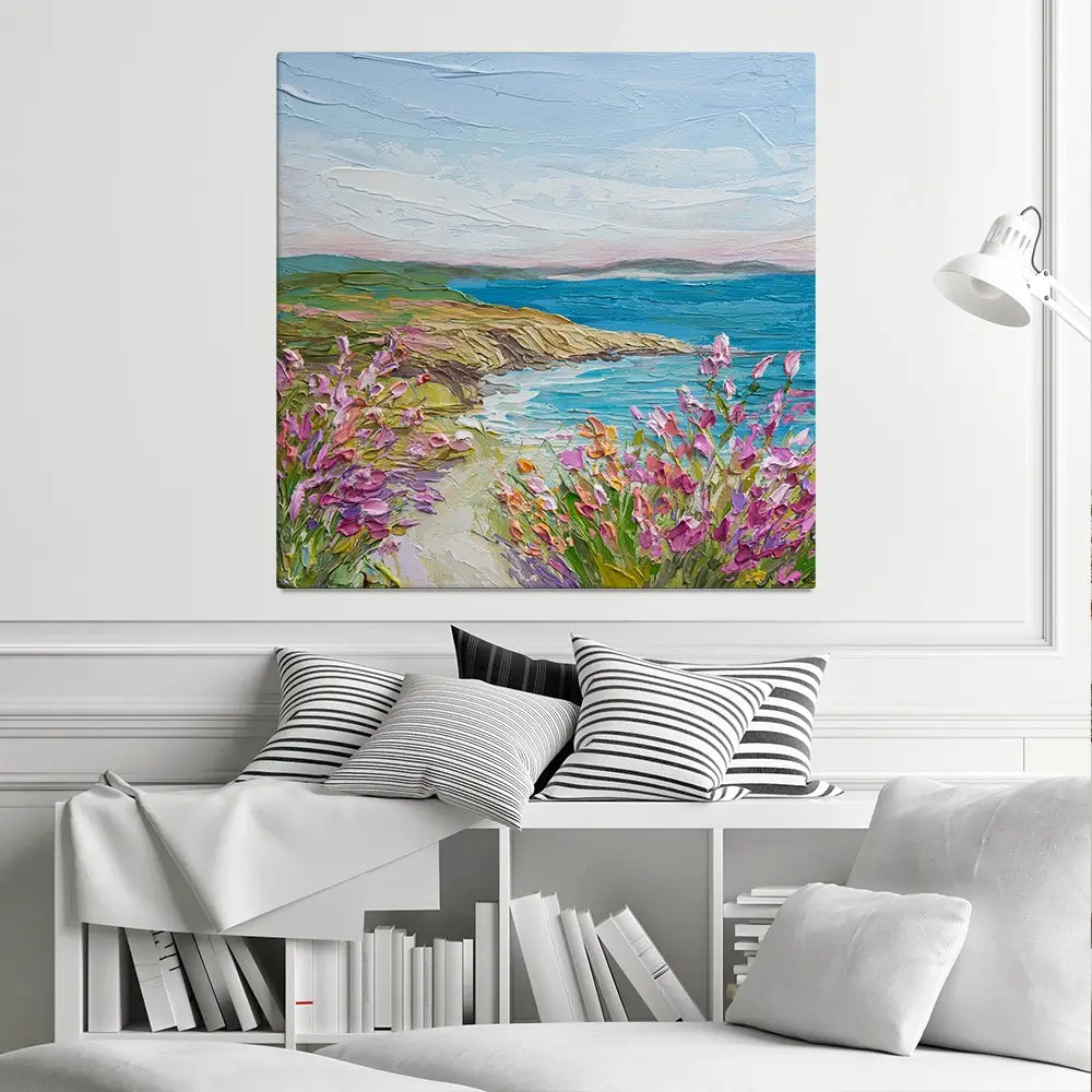 Coastal Blooms Square Canvas Print Coastal Blooms Square Canvas Print wall art product Olga Tkachyk