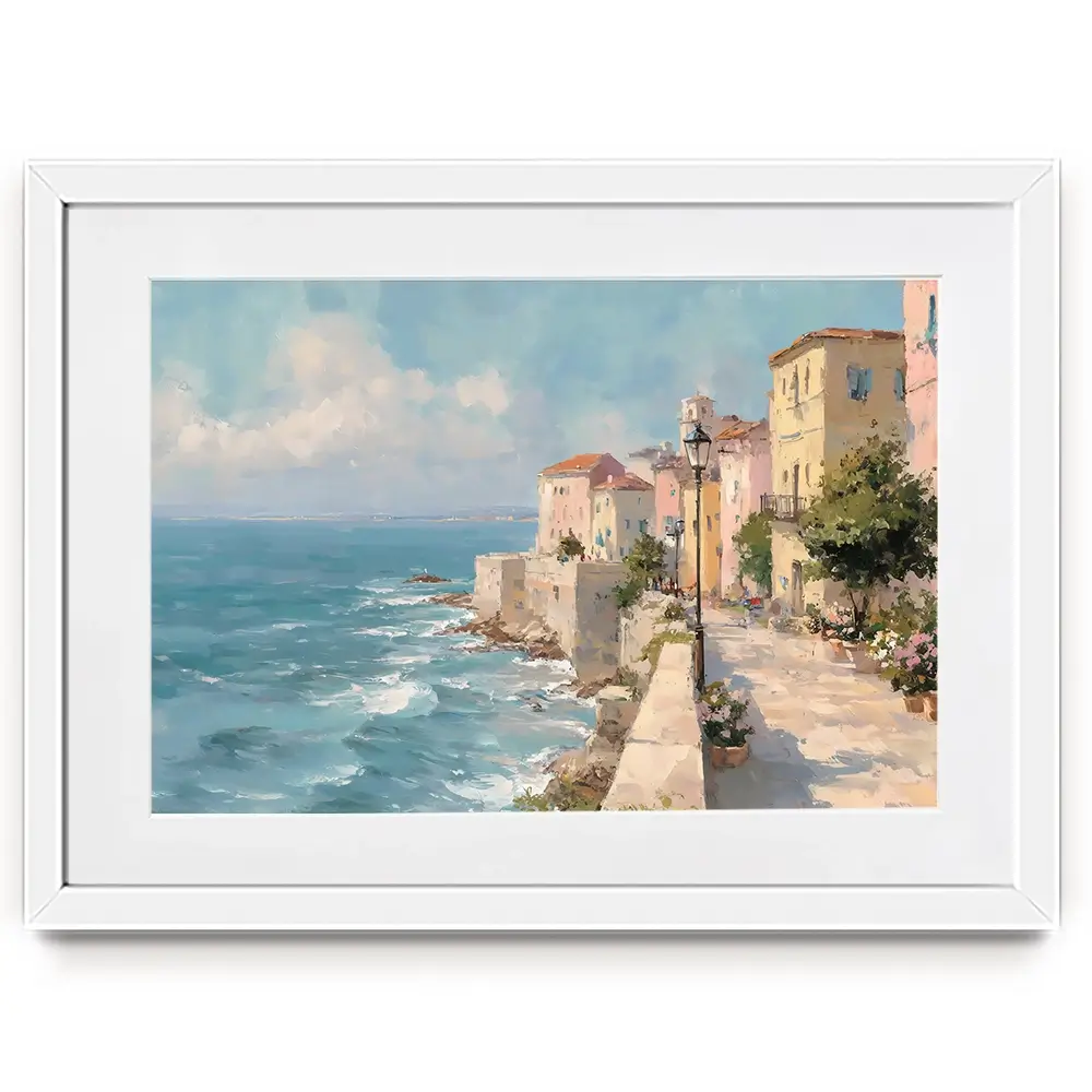 Coastal City Strip Framed Art Print Coastal City Strip Framed Art Print wall art product Art by Özge - Independent