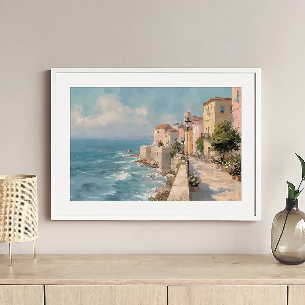 Coastal City Strip Framed Art Print Coastal City Strip Framed Art Print wall art product Art by Özge - Independent