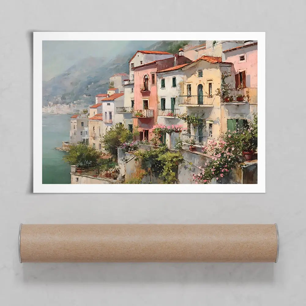 Coastal Italian Village Art Print Coastal Italian Village Art Print wall art product Art by Özge - Independent
