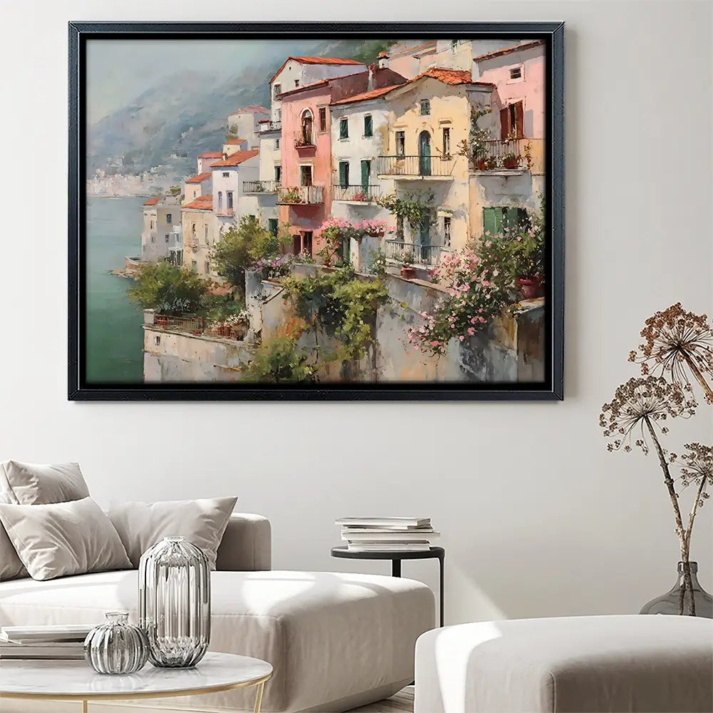 Coastal Italian Village Canvas Print Coastal Italian Village Canvas Print wall art product Art by Özge - Independent