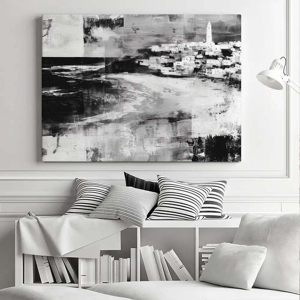 Coastal Lighthouse Town Canvas Print Coastal Lighthouse Town Canvas Print wall art product Chromatic Storm Studio