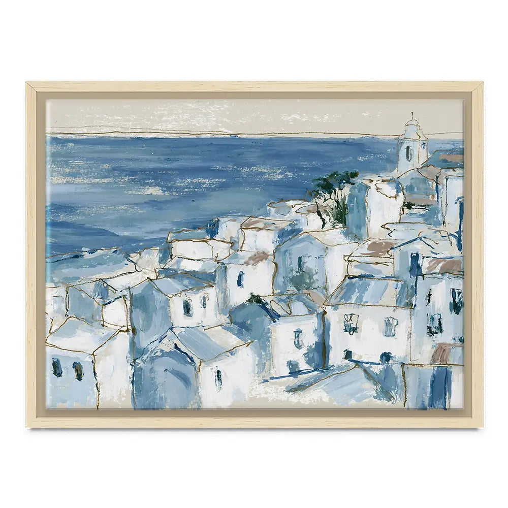 Coastal Village Above Sea Canvas Print Coastal Village Above Sea Canvas Print wall art product Chromatic Storm Studio