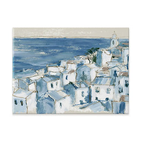 Coastal Village Above Sea Canvas Print Coastal Village Above Sea Canvas Print wall art product Chromatic Storm Studio