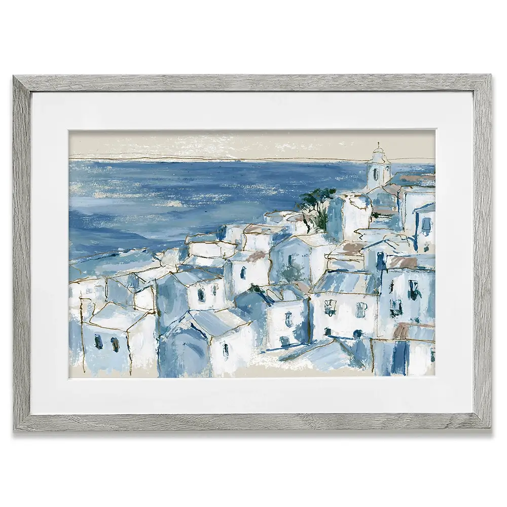 Coastal Village Above Sea Framed Art Print Coastal Village Above Sea Framed Art Print wall art product Chromatic Storm Studio