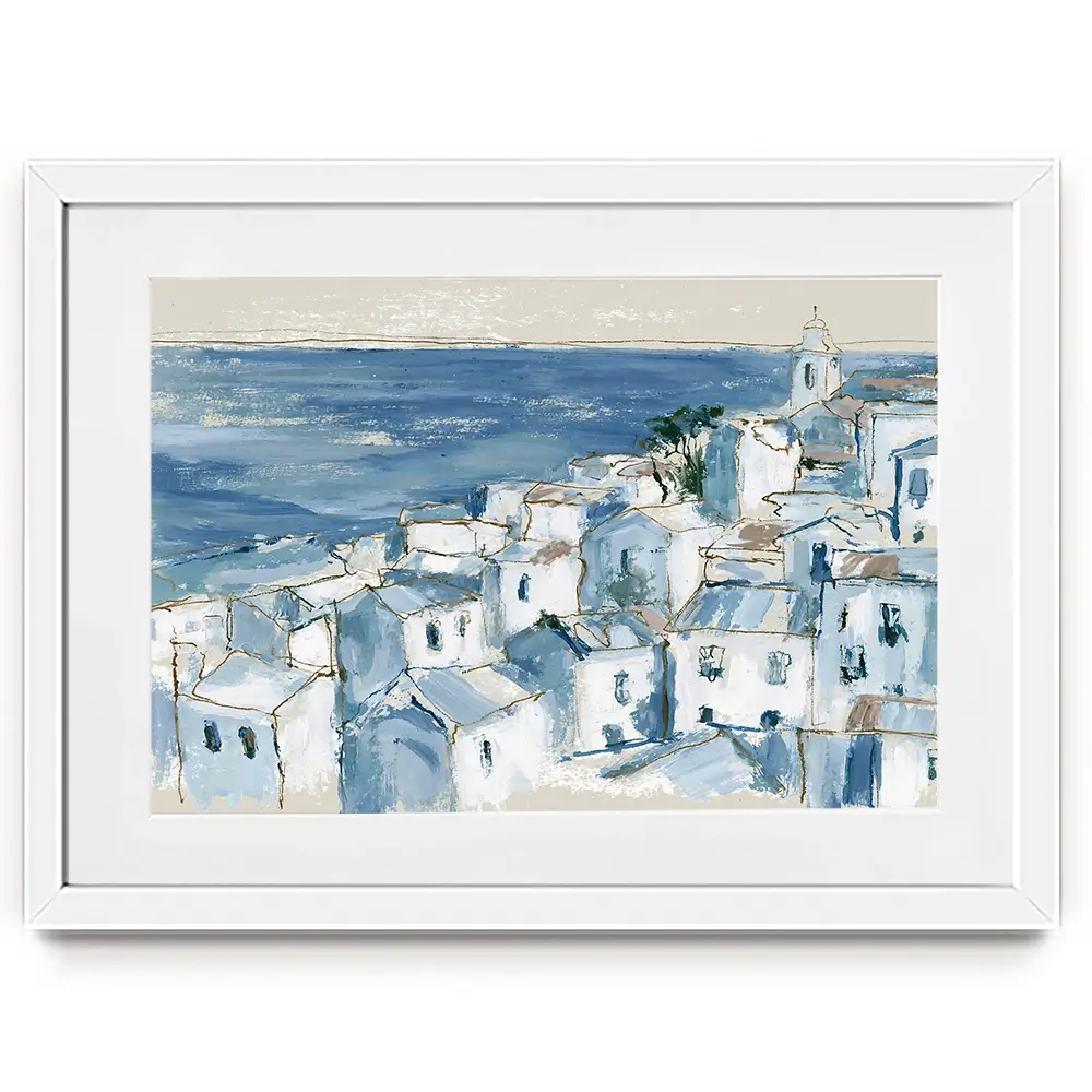 Coastal Village Above Sea Framed Art Print Coastal Village Above Sea Framed Art Print wall art product Chromatic Storm Studio