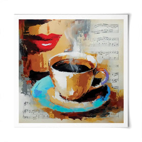 Coffee Cup And Musical Notes Square Art Print Coffee Cup And Musical Notes Square Art Print wall art product Leon Devenice
