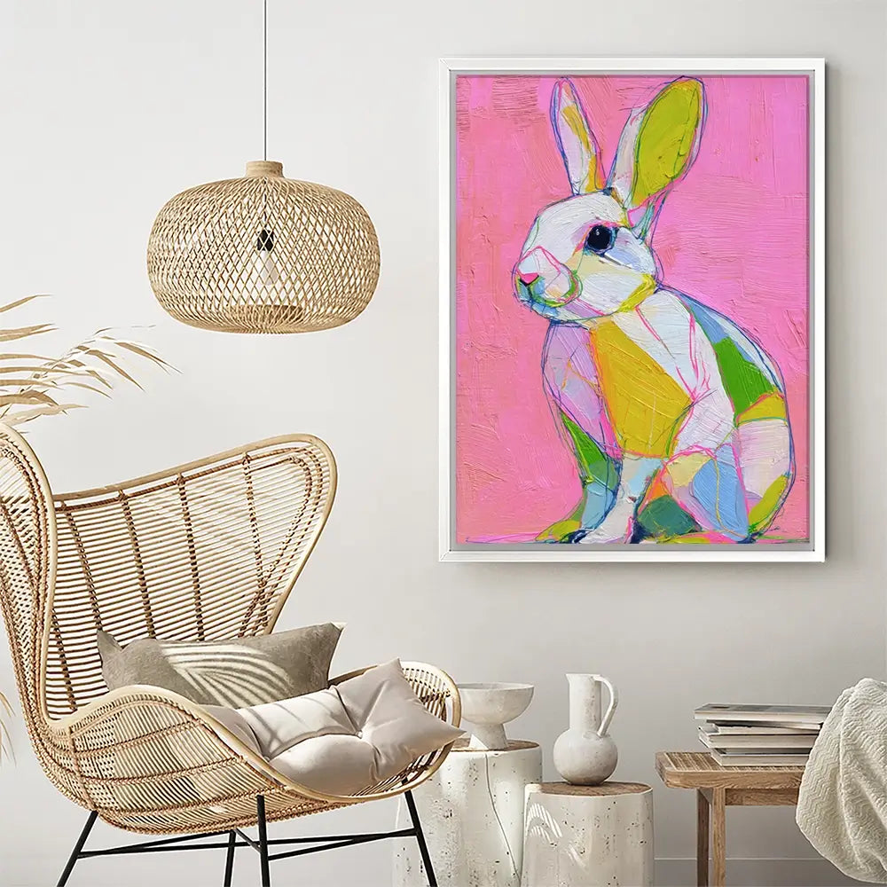 Colour Block Bunny Canvas Print Colour Block Bunny Canvas Print wall art product Petals Prints Design - Independent