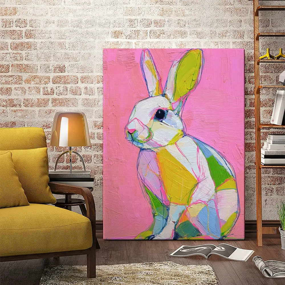 Colour Block Bunny Canvas Print Colour Block Bunny Canvas Print wall art product Petals Prints Design - Independent
