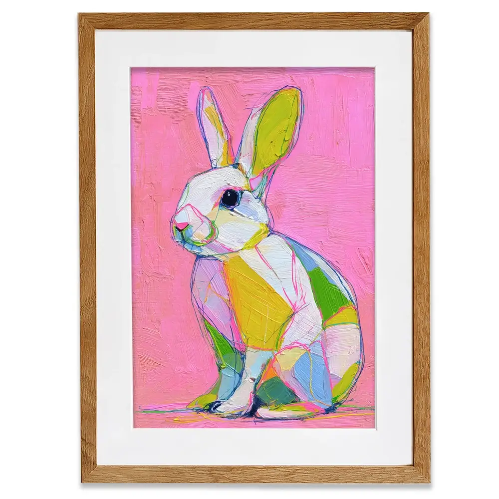 Colour Block Bunny Framed Art Print Colour Block Bunny Framed Art Print wall art product Petals Prints Design - Independent