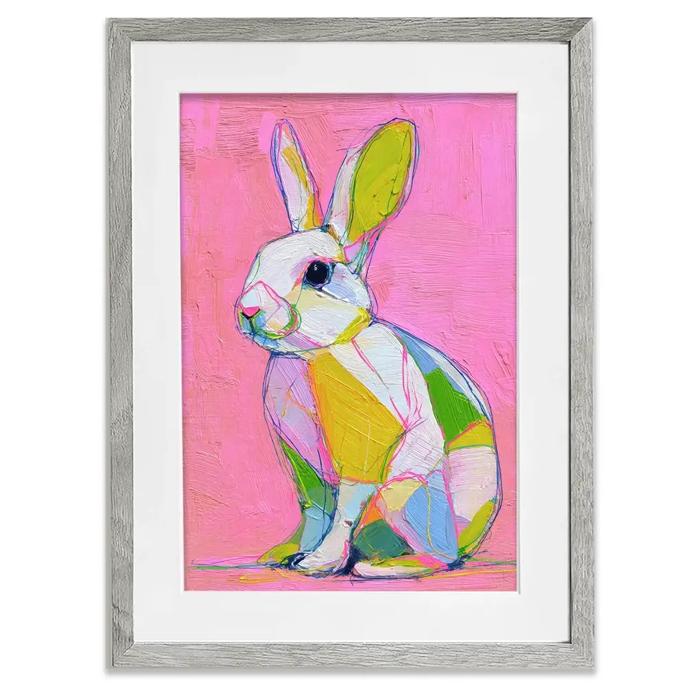 Colour Block Bunny Framed Art Print Colour Block Bunny Framed Art Print wall art product Petals Prints Design - Independent