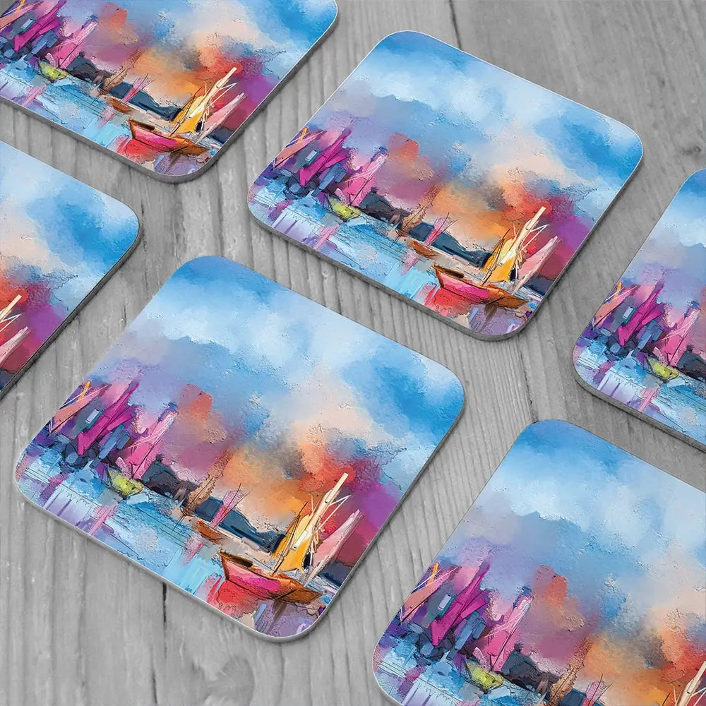 Coloured Boats Coaster Set Coloured Boats Coaster Set wall art product pluie_r / Shutterstock