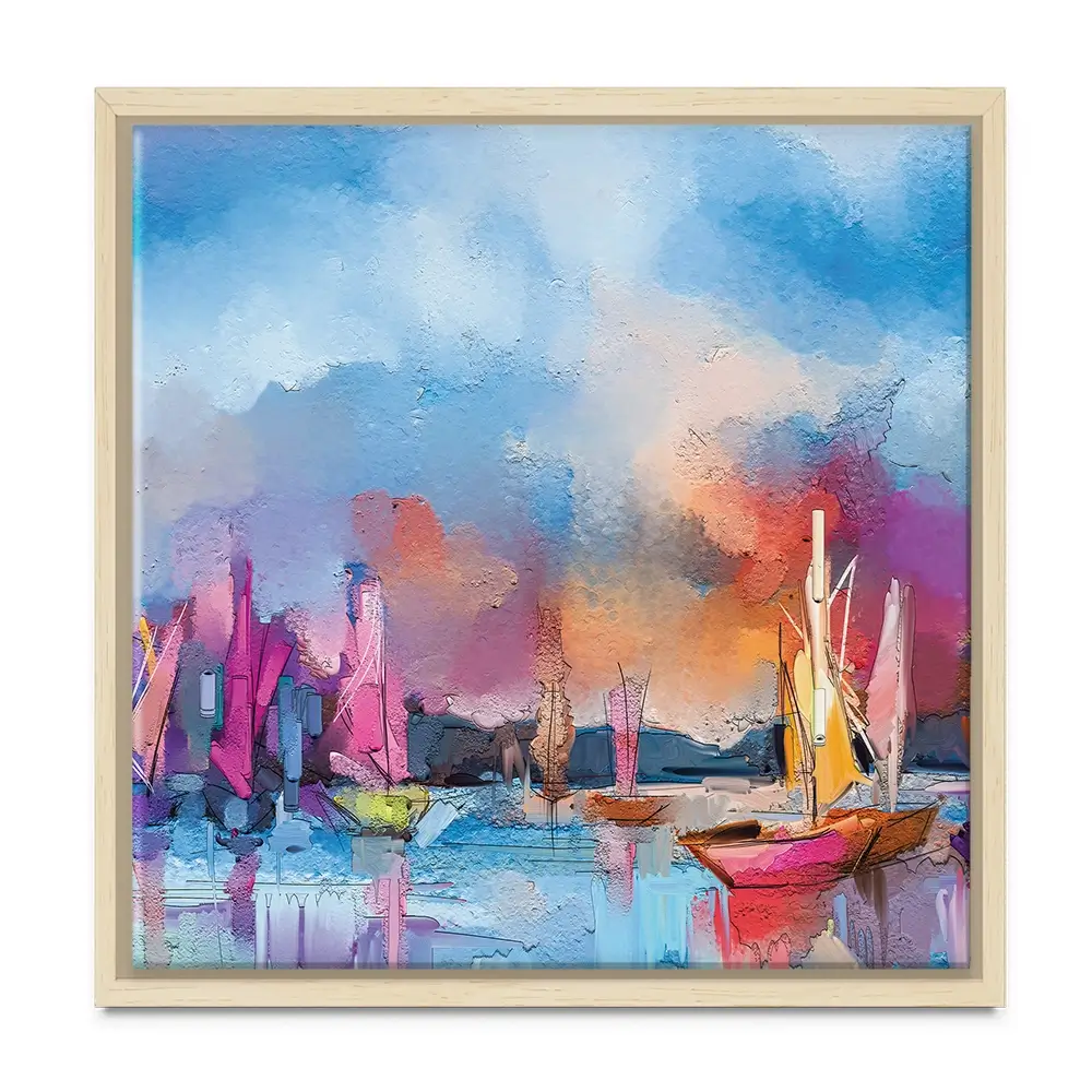 Coloured Boats Square Canvas Print Coloured Boats Square Canvas Print wall art product pluie_r / Shutterstock