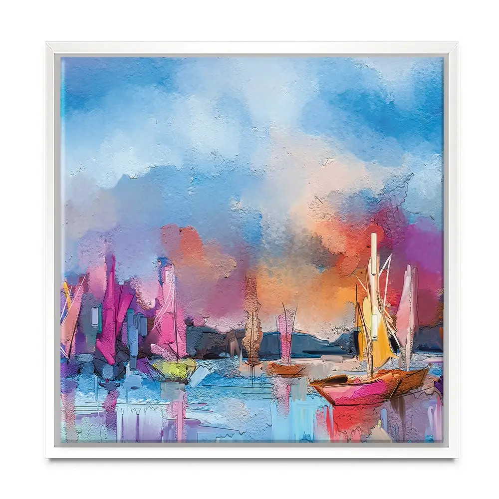 Coloured Boats Square Canvas Print Coloured Boats Square Canvas Print wall art product pluie_r / Shutterstock