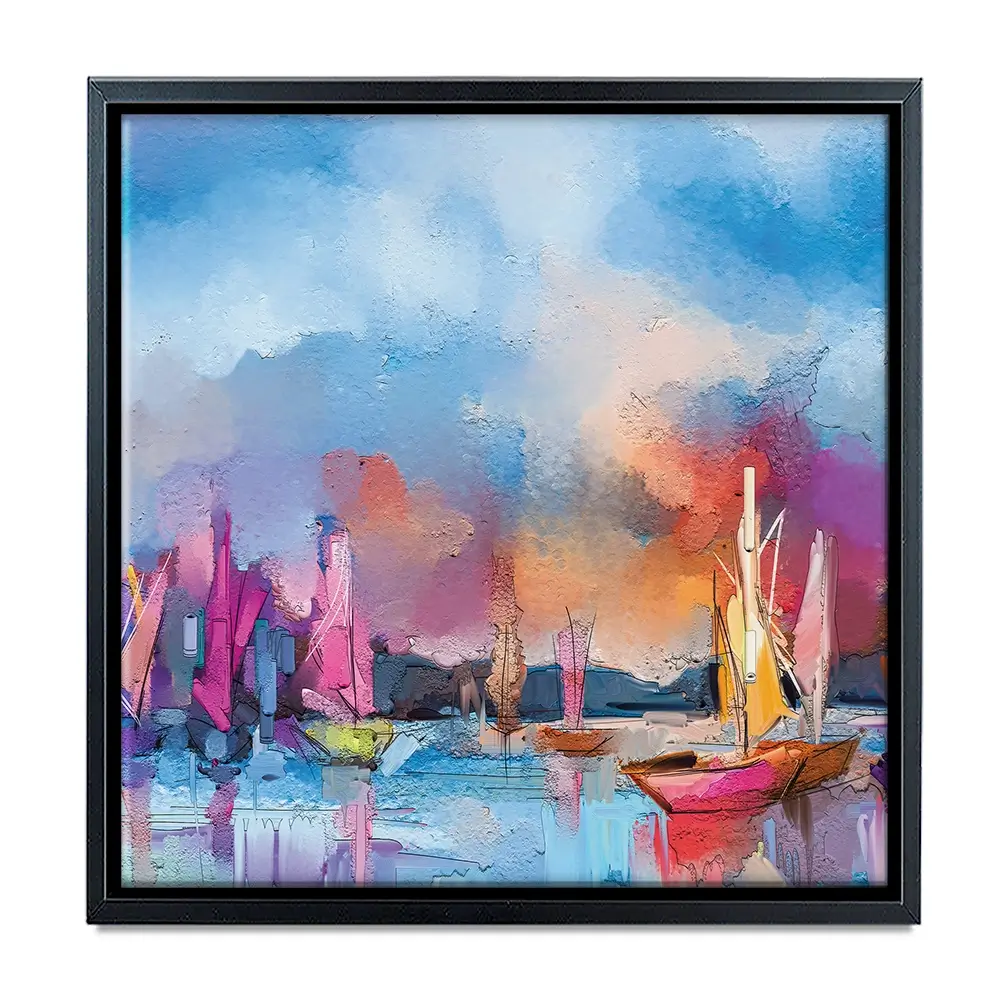 Coloured Boats Square Canvas Print Coloured Boats Square Canvas Print wall art product pluie_r / Shutterstock