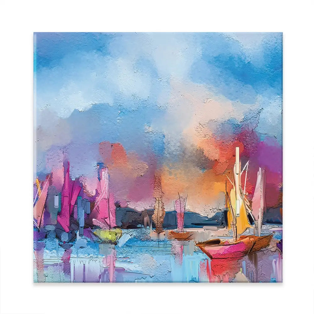 Coloured Boats Square Canvas Print Coloured Boats Square Canvas Print wall art product pluie_r / Shutterstock