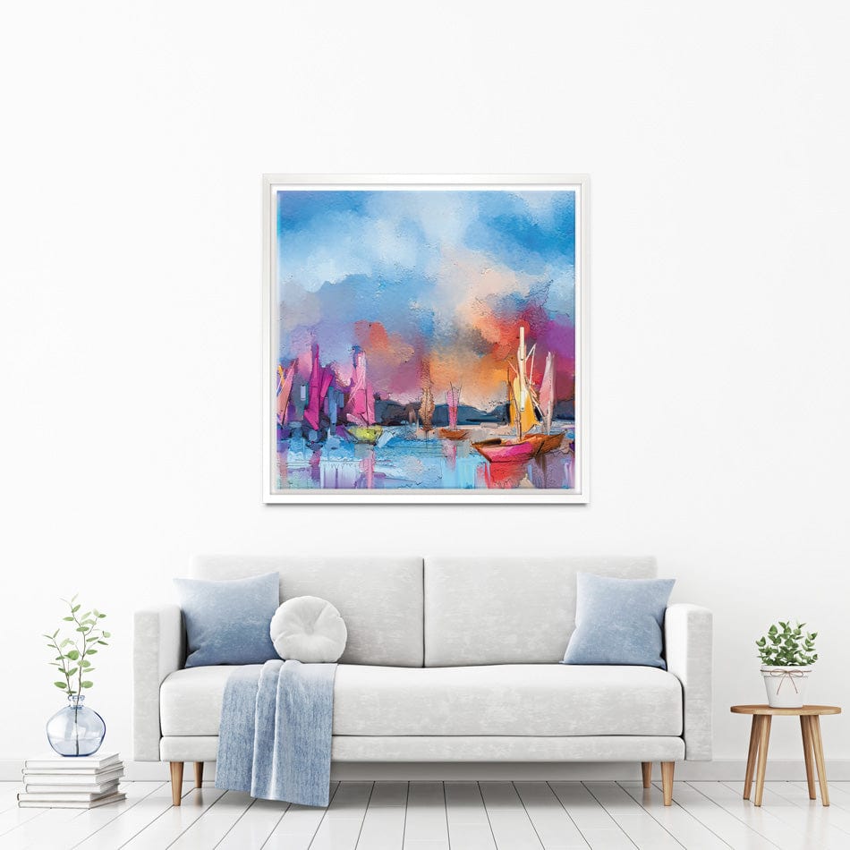 Coloured Boats Square Canvas Print Coloured Boats Square Canvas Print wall art product pluie_r / Shutterstock