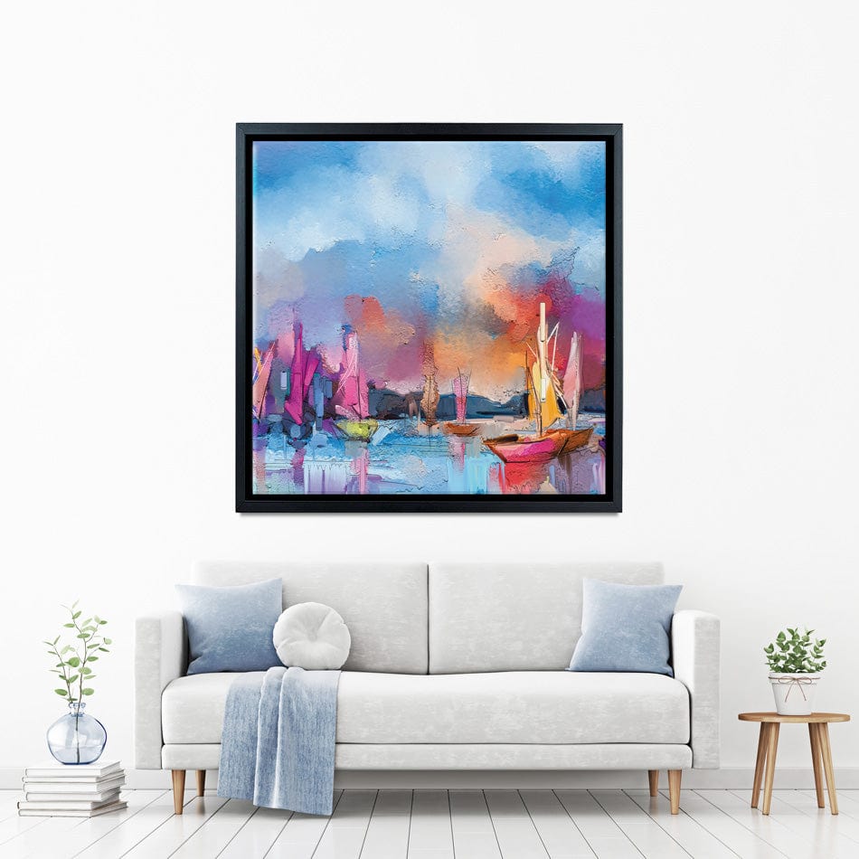 Coloured Boats Square Canvas Print Coloured Boats Square Canvas Print wall art product pluie_r / Shutterstock