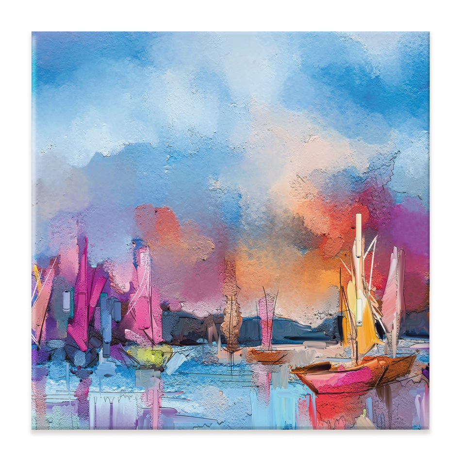Coloured Boats Square Canvas Print wall art product pluie_r / Shutterstock