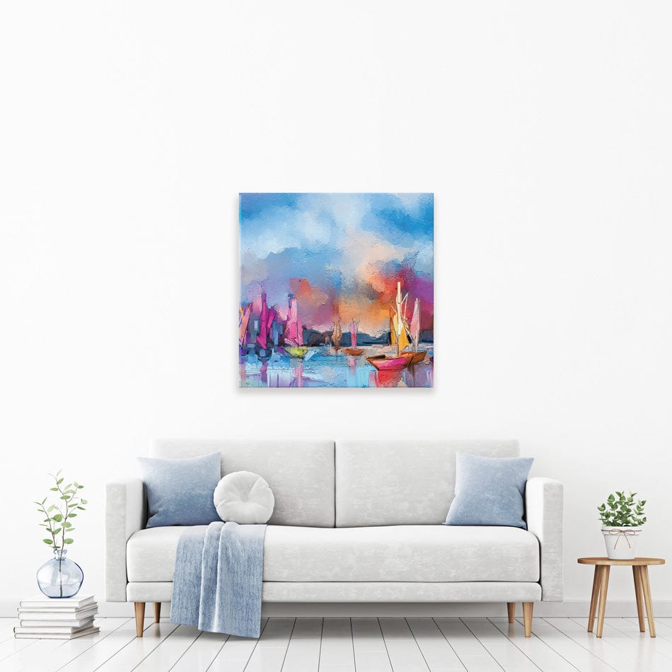 Coloured Boats Square Canvas Print wall art product pluie_r / Shutterstock