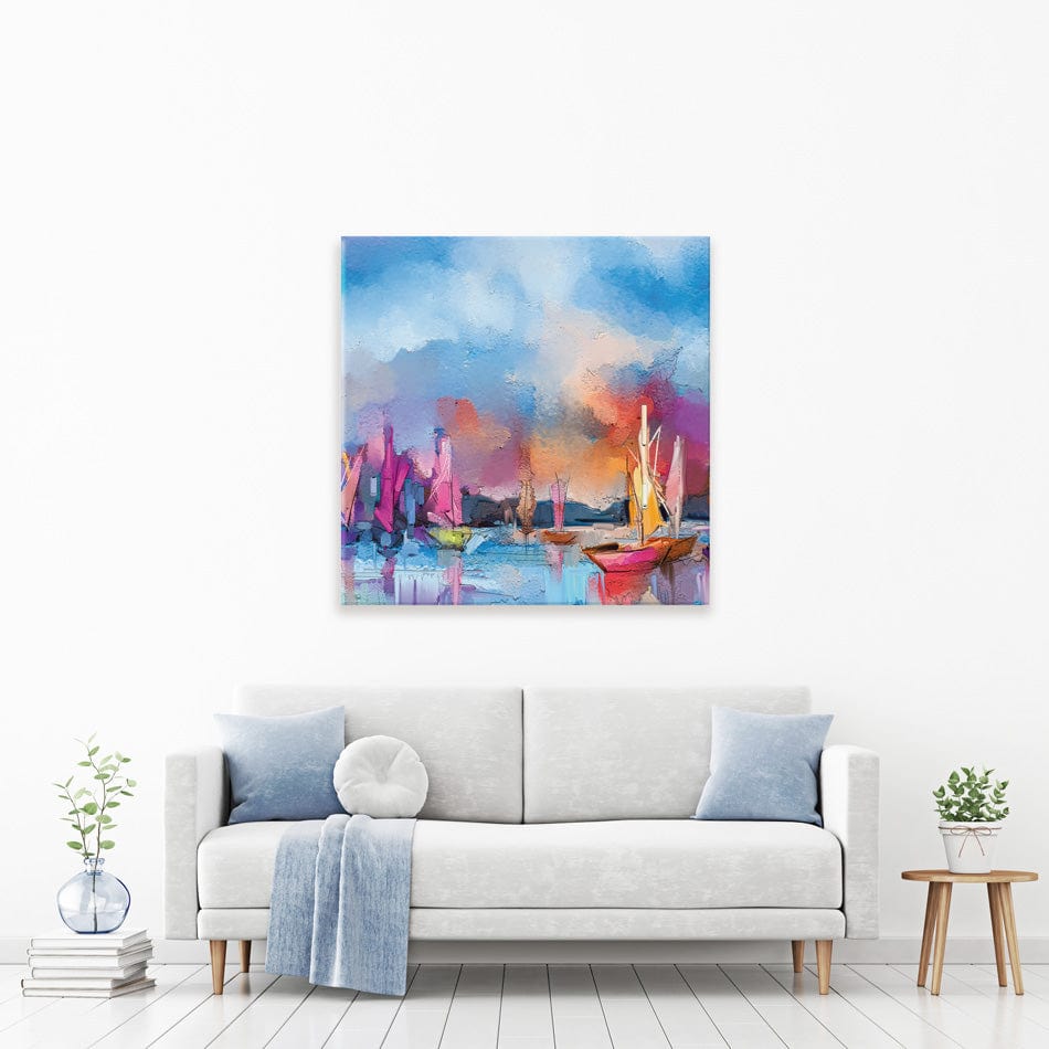 Coloured Boats Square Canvas Print wall art product pluie_r / Shutterstock