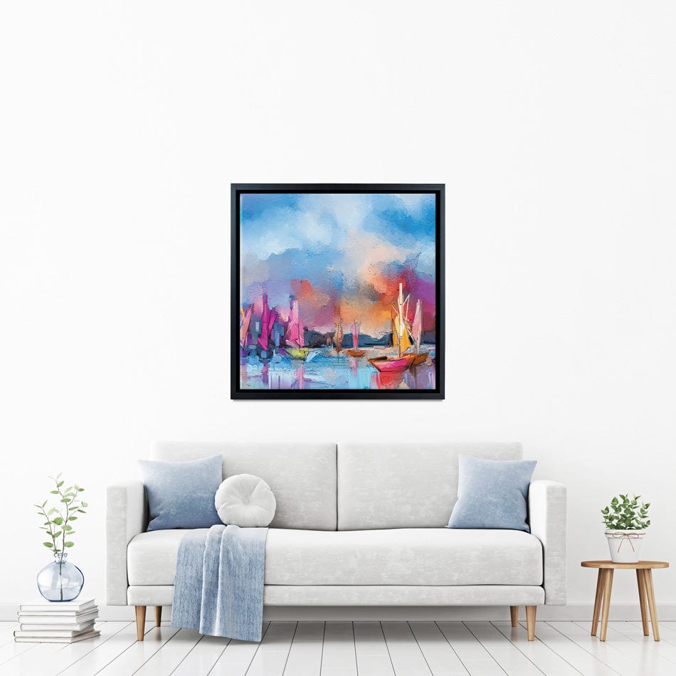 Coloured Boats Square Canvas Print wall art product pluie_r / Shutterstock