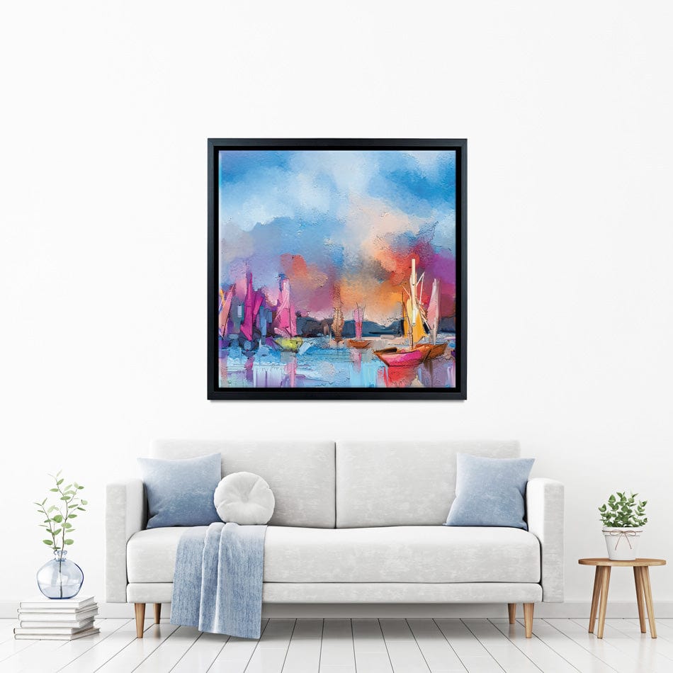 Coloured Boats Square Canvas Print wall art product pluie_r / Shutterstock