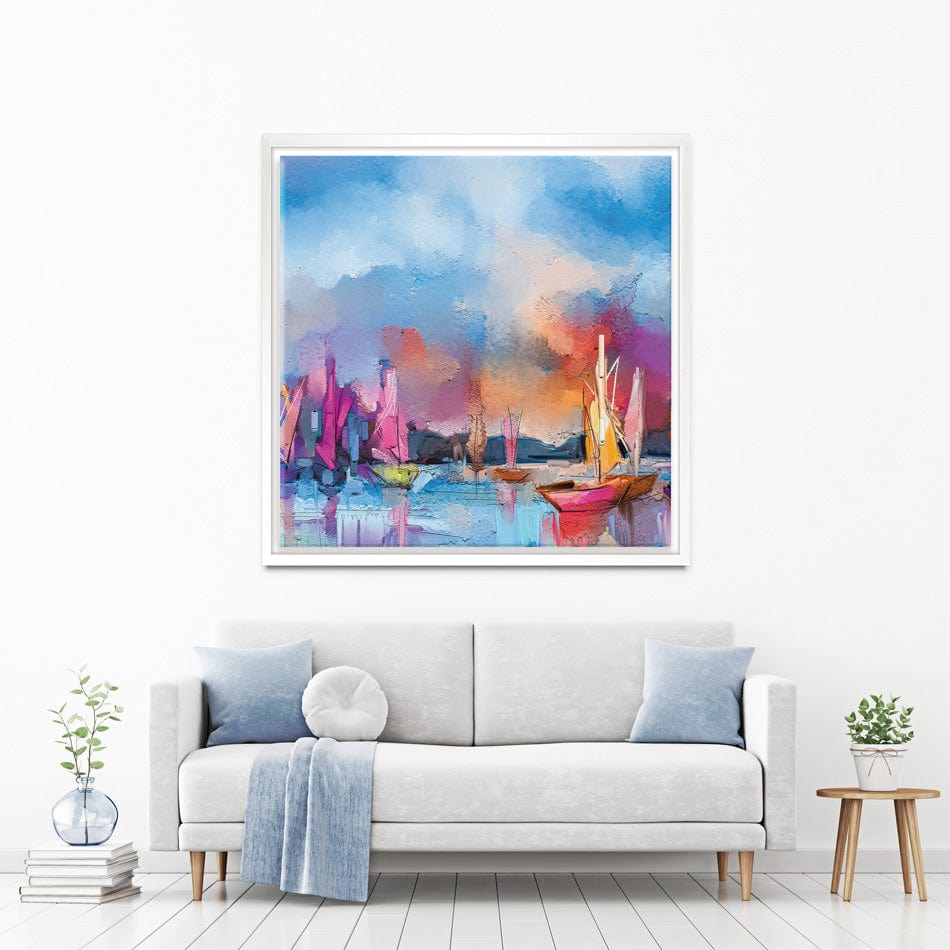 Coloured Boats Square Canvas Print wall art product pluie_r / Shutterstock