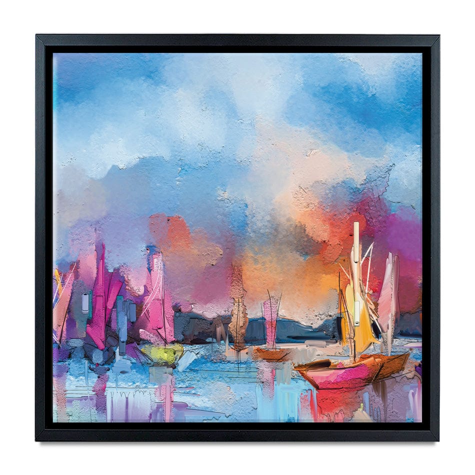 Coloured Boats Square Canvas Print wall art product pluie_r / Shutterstock