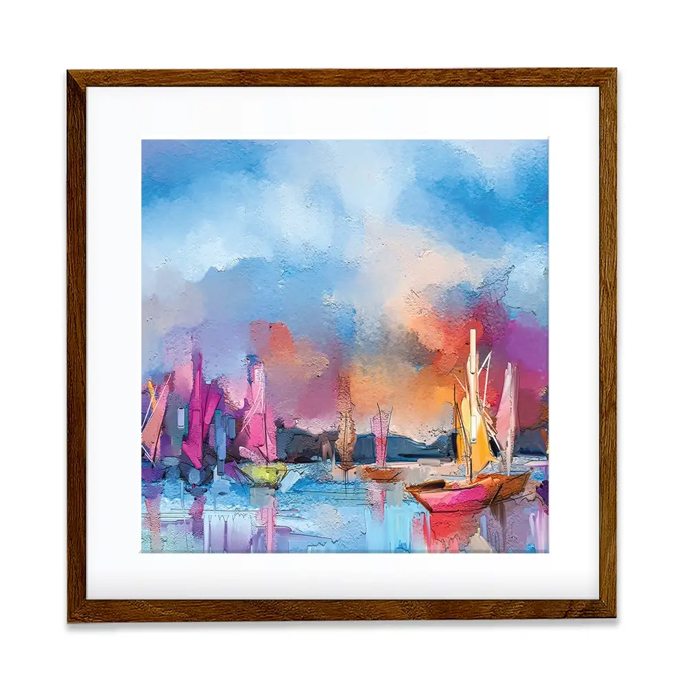 Coloured Boats Square Framed Art Print Coloured Boats Square Framed Art Print wall art product pluie_r / Shutterstock