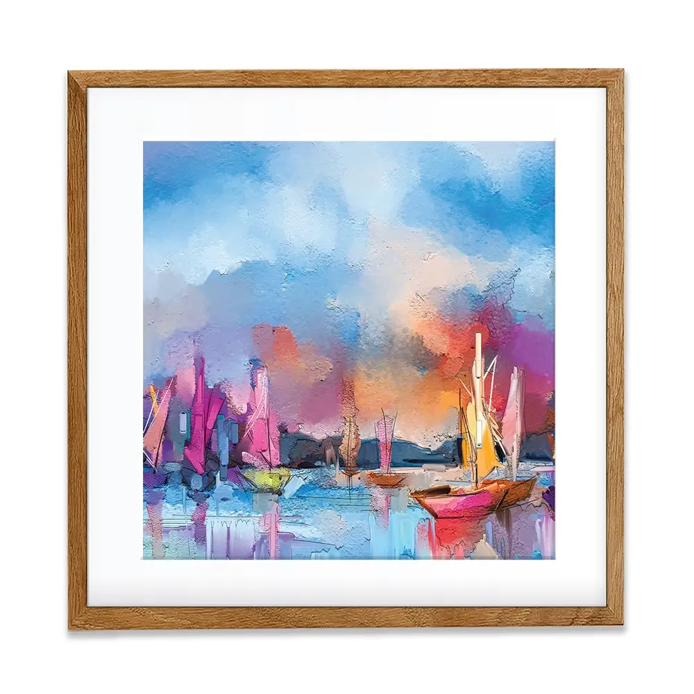 Coloured Boats Square Framed Art Print Coloured Boats Square Framed Art Print wall art product pluie_r / Shutterstock