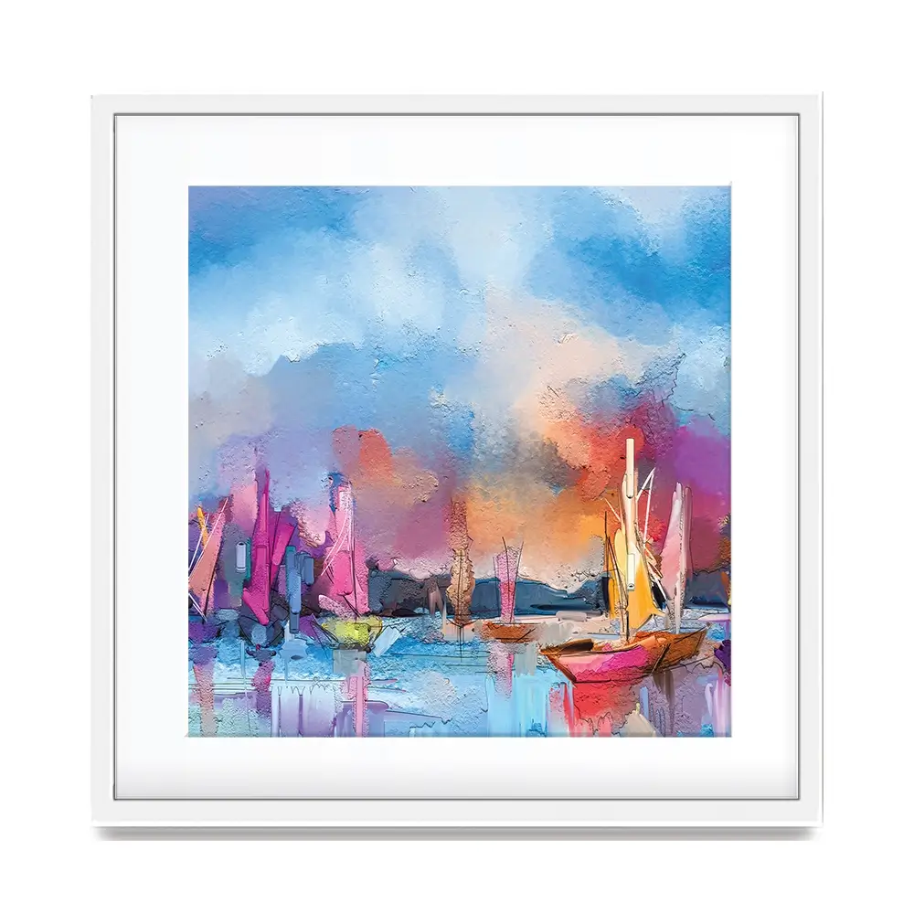 Coloured Boats Square Framed Art Print Coloured Boats Square Framed Art Print wall art product pluie_r / Shutterstock