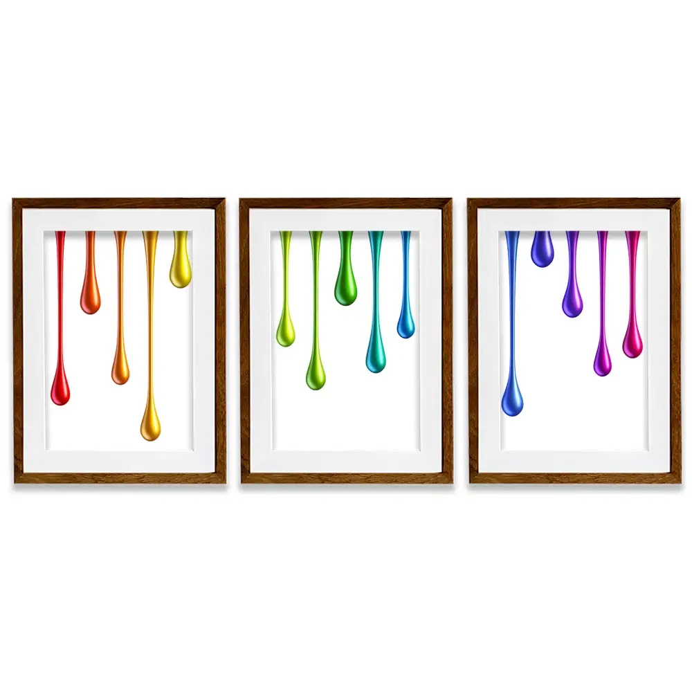 Coloured Paint Drips Framed Art Print Trio Coloured Paint Drips Framed Art Print Trio wall art product 3d_kot / Shutterstock