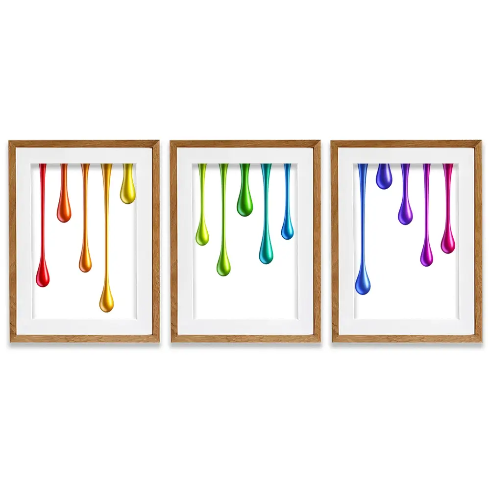 Coloured Paint Drips Framed Art Print Trio Coloured Paint Drips Framed Art Print Trio wall art product 3d_kot / Shutterstock