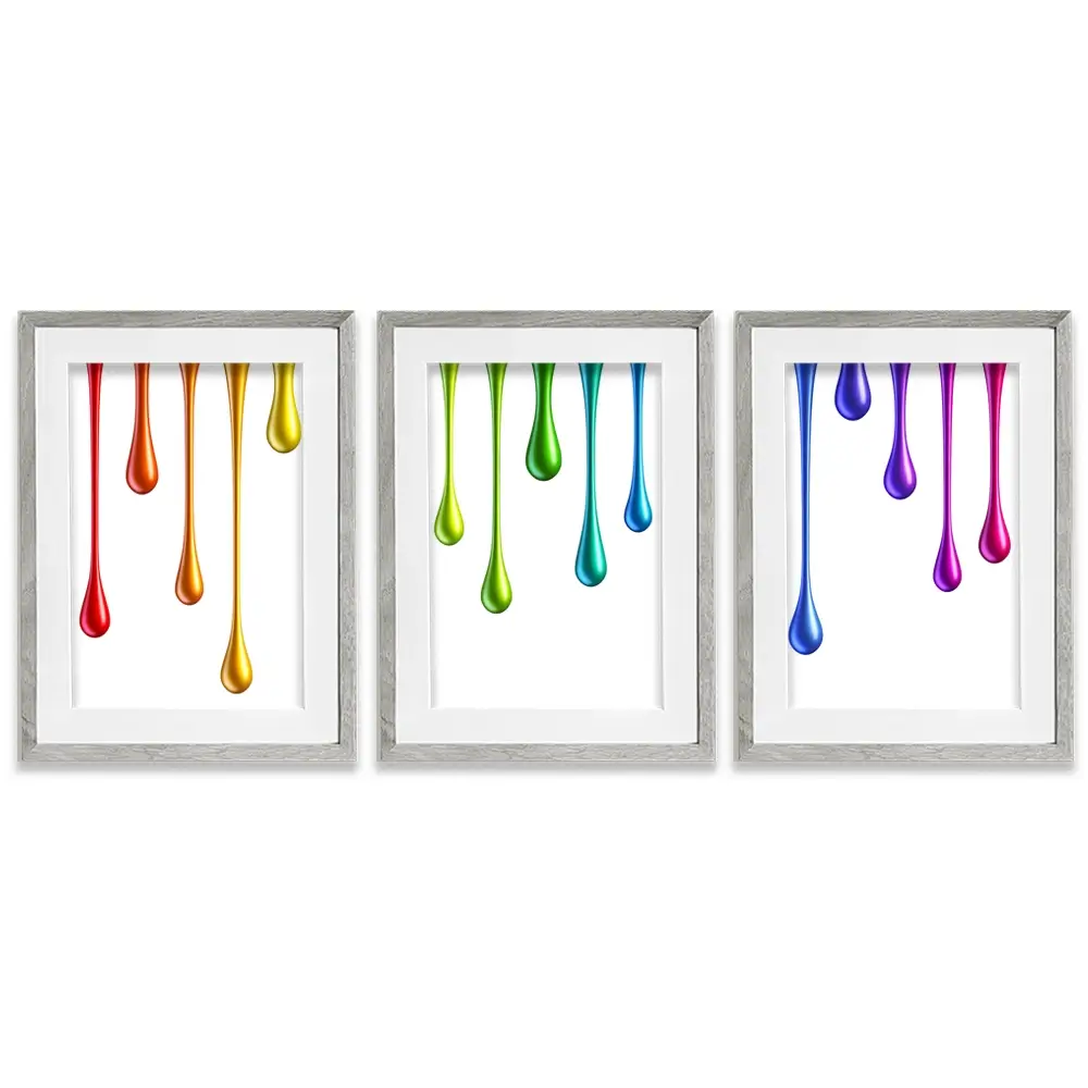Coloured Paint Drips Framed Art Print Trio Coloured Paint Drips Framed Art Print Trio wall art product 3d_kot / Shutterstock