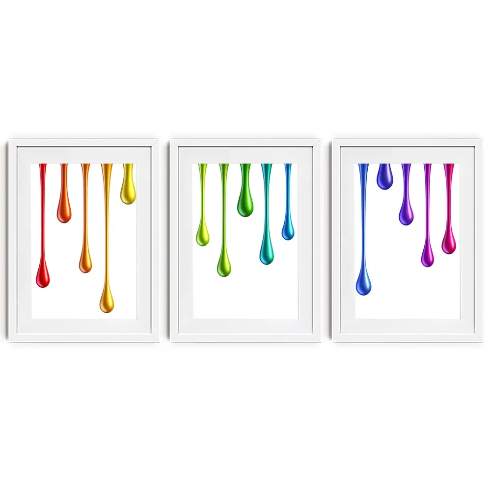 Coloured Paint Drips Framed Art Print Trio Coloured Paint Drips Framed Art Print Trio wall art product 3d_kot / Shutterstock