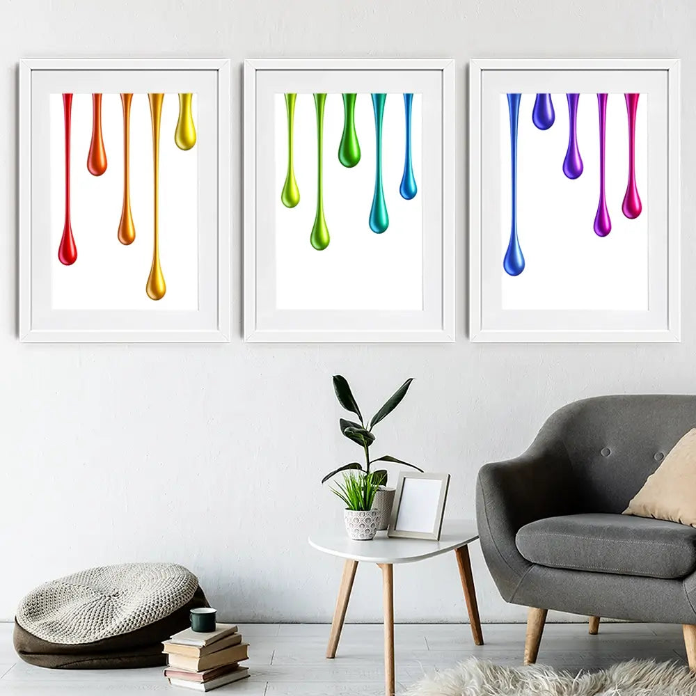 Coloured Paint Drips Framed Art Print Trio Coloured Paint Drips Framed Art Print Trio wall art product 3d_kot / Shutterstock