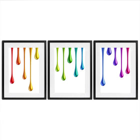 Coloured Paint Drips Framed Art Print Trio Coloured Paint Drips Framed Art Print Trio wall art product 3d_kot / Shutterstock