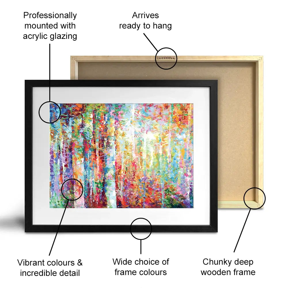 Colourful Abstract Birch Trees Framed Art Print Colourful Abstract Birch Trees Framed Art Print wall art product Leon Devenice