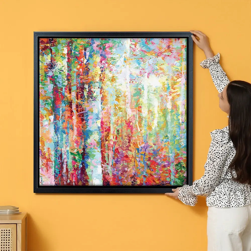 Colourful Abstract Birch Trees Oversized Canvas Print Colourful Abstract Birch Trees Oversized Canvas Print wall art product Art Print Shop