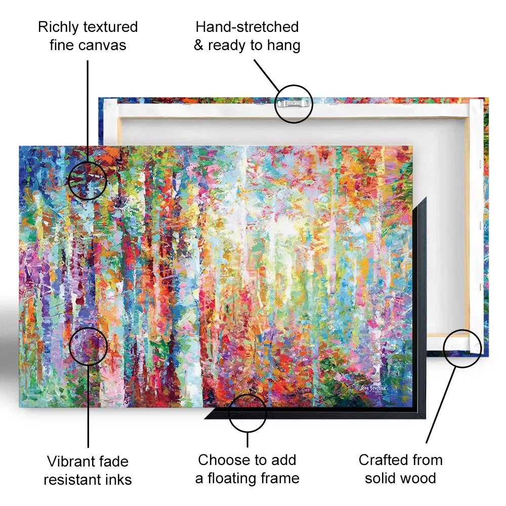 Colourful Abstract Birch Trees Oversized Canvas Print Colourful Abstract Birch Trees Oversized Canvas Print wall art product Leon Devenice